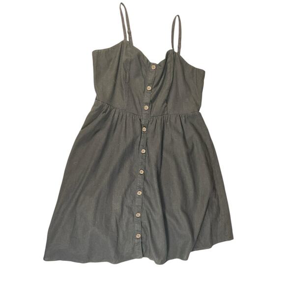 Old Navy Cami Dress Black Brown Button Baby Doll Dress Smock Back Size Large - Picture 10 of 10